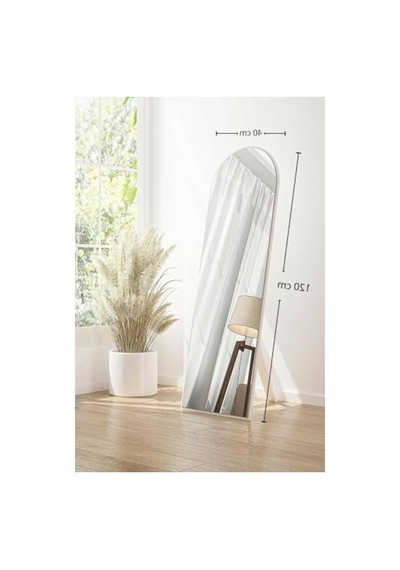 Ayaklı Duvar Ayna, 40x120 Cm Boyut Ve Beyaz Çerçeve Açık Gri