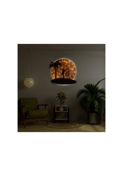 Kişiselleştirilebilir Led Işıklı Epoksi Katmanlı Tablo Tegan Sevgili Dolunay Sarı - 738248971 Sarı