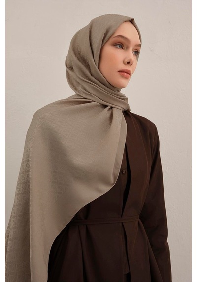 Armine Lyocell Naia Üçgen Monogram Şal 5 - 75 X 200 / Vizon - 07 Vizon - 07