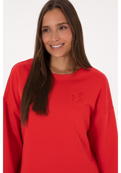U.S. Polo Assn. Kadın Kırmızı Bisiklet Yaka Basic Sweatshırt 50313565-VR030