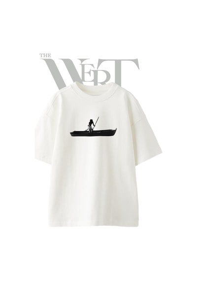 Thewert Sandalci Tasarım Baskılı Ünisex Beyaz Oversize T-shirt