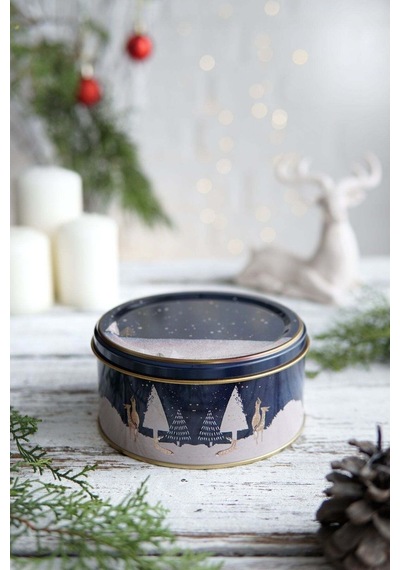 Winter Deer Desenli 2'li Metal Saklama Kabı Seti, 1,9 Lt + 1,1 Lt