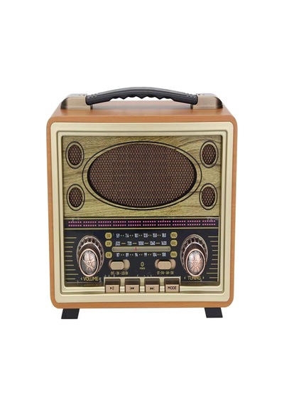 M-2027bt Gerçek Ahşap Eskitme Kaplama Radyo Fm Am Sw Usb Tf Aux Destekli Bluetooth Hoparlör, Turuncu Çok renkli