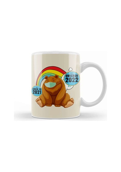 Sarcasm Funny Vintage Bear Saying Covid Hi Omicron Virus 2022 Kupa Bardak Porselen No13896 Karışık