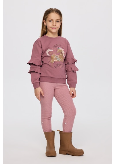 Panço Kız Çocuk Sweatshirt Ekru Mürdüm