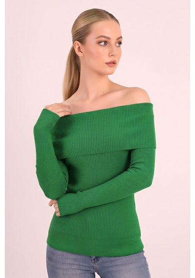 Armonika Kadın Yeşil Madonna Yaka Triko Kazak Arm-26k136062