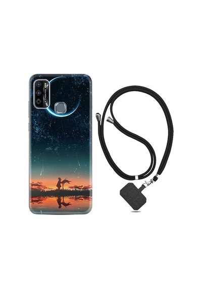 Infinix Hot 9 Play Kılıf Boyun Askılı Ay Ve Kız 1720