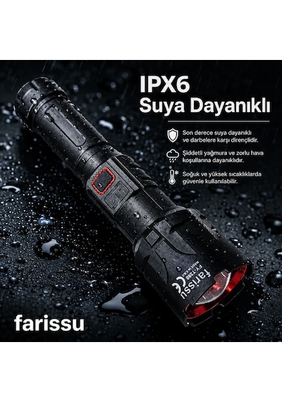 Fy-t288 50w 5000 Lümen Ultra Parlak Şarjlı El Feneri 1.5 Km Menzilli, Powerbank Özellikli