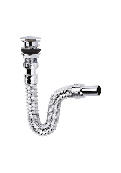 Pop Up Krom Bas Aç Koku Stoplu Lavabo Gider Sifon Krom