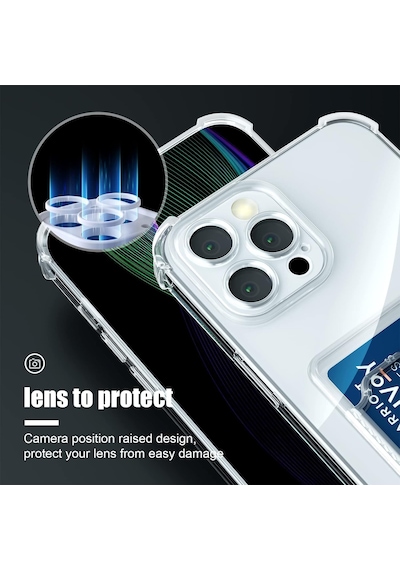 Apple Uyumlu iPhone 16 Pro Max Kılıf Kartlık Bölmeli Arkası Şeffaf Soft Dayanıklı Kılıf Kapak