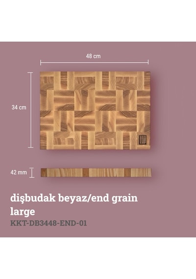 Kaf Ahşap Kesme Tahtası Dişbudak Beyaz End-grain Large