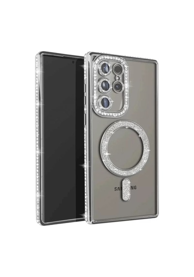 Samsung Galaxy Uyumlu  S23 Ultra Joke Simli Magneticsafe Kılıf - Gümüş Çok Renkli