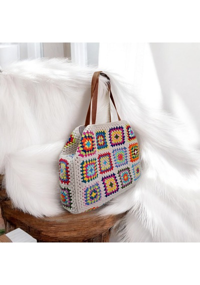 Embahandmde Renkli El Örgüsü Xl Plaj Çantası Astarlı Büyük Boho Tote Bag Yazlık Kadın Omuz Çantası Açık Bej