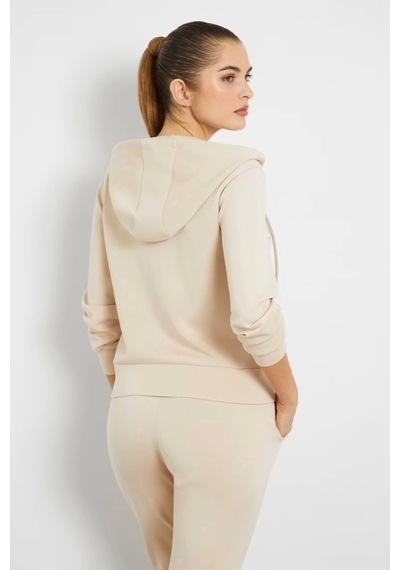 Guess Kadın Kapüşonlu Fermuarlı Sweatshirt Bej
