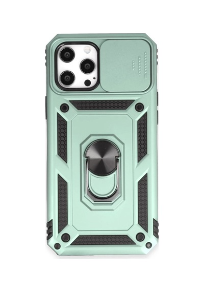 Apple  Uyumlu iPhone 12 Pro Max Kılıf Pars Lens Yüzüklü Silikon - Yeşil Renk Renk