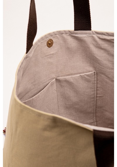 Fabric Craft Bag Omuz Çanta Etnik İşlemeli Hardal Hardal