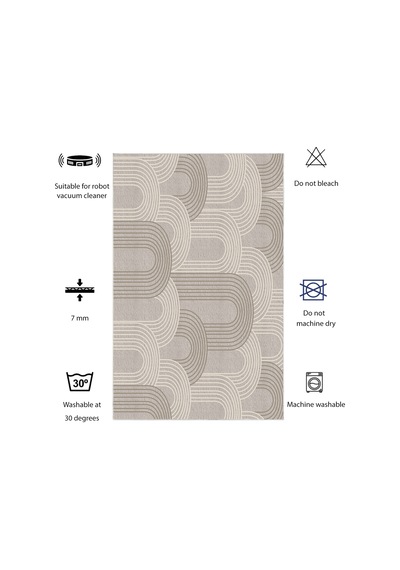 Dijital Kaymaz Yıkanabilir Banyo Mutfak Salon Paspas Halısı Trend Modern Al4005 krem