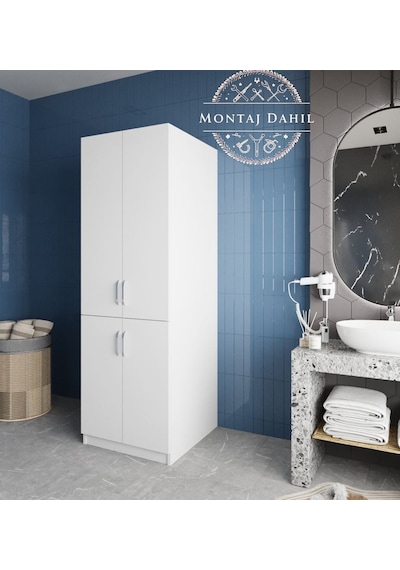 Venedik Çamaşır Ve Kurutma Makinesi Dolabı Banyo Dolabı Beyaz Beyaz
