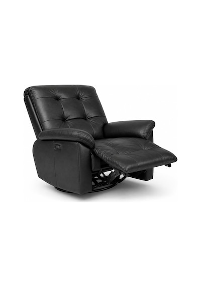 Smarto Relax Zürih Vıp Elektrikli Döner Sallanan Tv Koltuğu Kontrol Panelli Ergonomik Gerçek Deri Baba Koltuğu Siyah