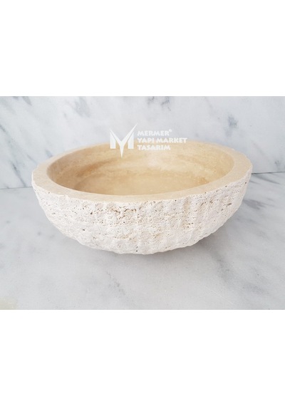 Traverten Dışı Patlatma Yuvarlak Mini Lavabo