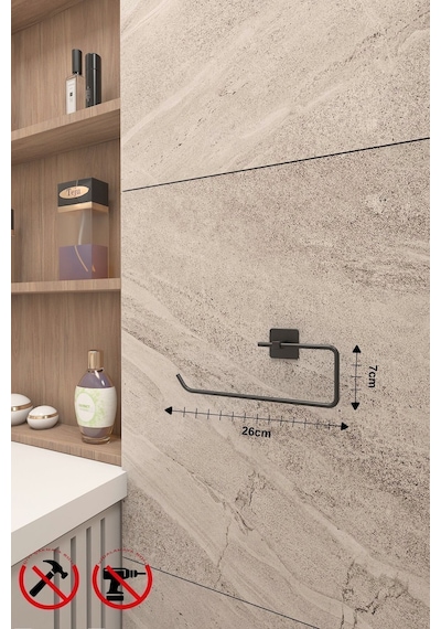 Alper Banyo Jasmin Kare Yapışkanlı Siyah Solo Havluluk Siyah