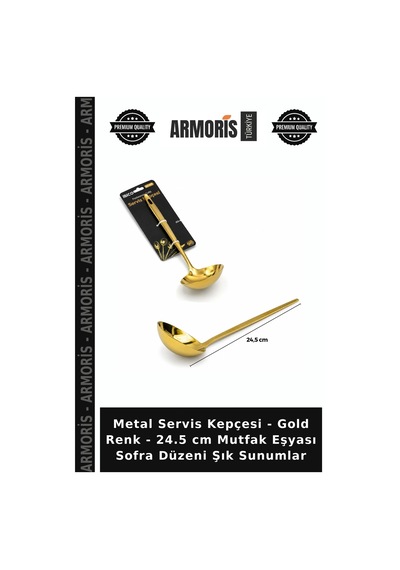 Metal Servis Kepçesi - Gold Renk - 24.5 Cm Mutfak Eşyası Sofra Düzeni Şık Sunumlar