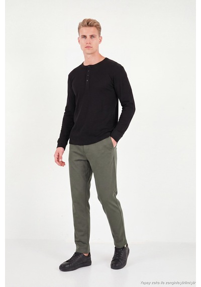Buratti Regular Fit Düz Paça Bağlamalı Pantolon Erkek Pantolon 6843700 Haki