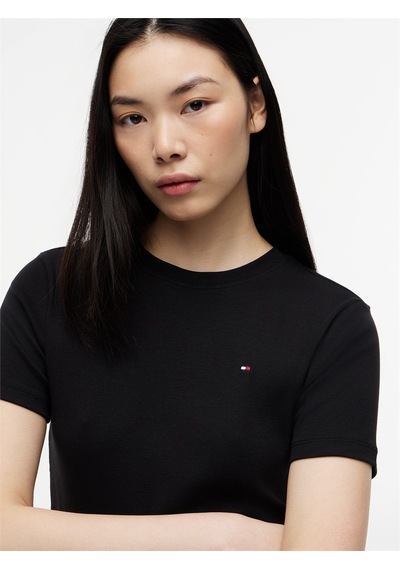 Tommy Hilfiger Slım Cody C-nk S/s Tee Kadın Siyah T-shirt - Ww0ww40587