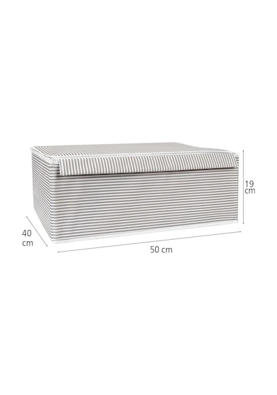 3 Adet Çok Amaçlı Kapaklı Düzenleyici Kutu Baza Hurç 50x40x19 Cm Gri-beyaz