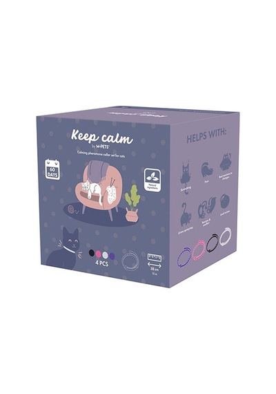 M-pets Keep Calm Calming Sakinleştici Kedi Tasması 4lü Mix Color 244-77005.01