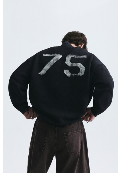 Vamos Miami Baskılı Bisiklet Yaka Sweatshirt Siyah