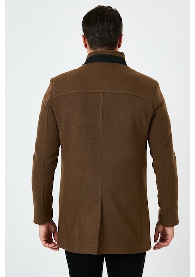 Buratti Slim Fit Düğmeli Dik Yaka Kaşe Erkek Kaban 5840099 Taba
