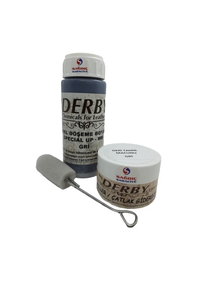 Derby Gri Oto Döşeme Boyası ve Gri Deri Tamir Macunu