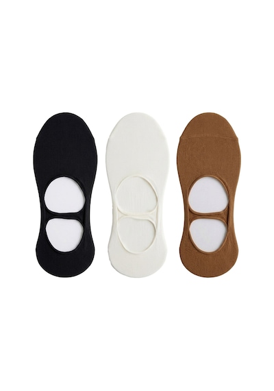 Cottonhıll Premium - Standart Beden Yoga Babet Çorap Siyah-krem-ten 3'lü Paket Renkli