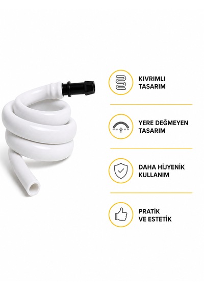 Kıvrımlı Spiral Hortum Yere Değmeyen, Hijyenik Kullanım - Wc Ve Mutfak Uyumlu