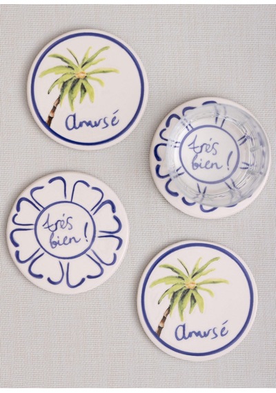 The Mia Palma Bardak Altlığı 4lü Set- 10 Cm Çok Renkli