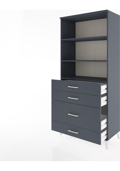 Hyperion Dolap 3 Raflı 4 Çekmeceli 88x44x195 Antrasit-antrasit Antrasit