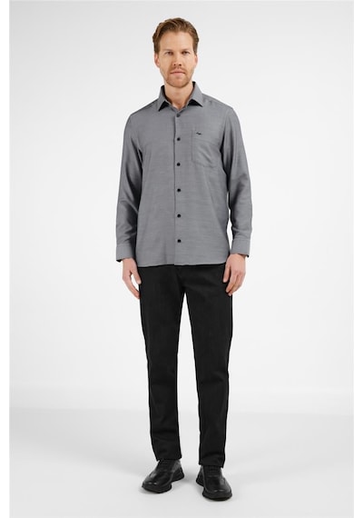 İmza Siyah Kendinden Desenli Sert Yaka Uzun Kol Cepli Comfort Fit Pamuklu Gömlek 1004255223 Siyah İmza Siyah Kendinden Desenli Sert Yaka Uzun Kol Cepli Comfort Fit Pamuklu Gömlek 1004255223 Siyah