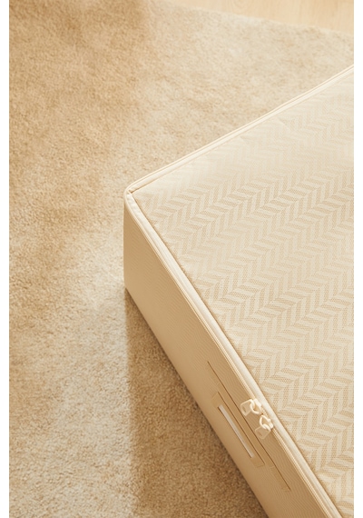 Ocean Home Textile 3'lü Bej Balıksırtı Destekli Kutu Hurç Set 48 X 40 X 30 Cm