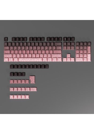 Mekanik Klavye -pbt Çift Baskı Keycap Seti- Çizgi Desenli 137 Tuşlu Pudra Pembe-siyah Tuş Takımı
