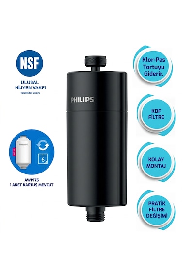 Philips Duş Filtresi Cilt Ve Saç Dostu Awp1775bk Siyah