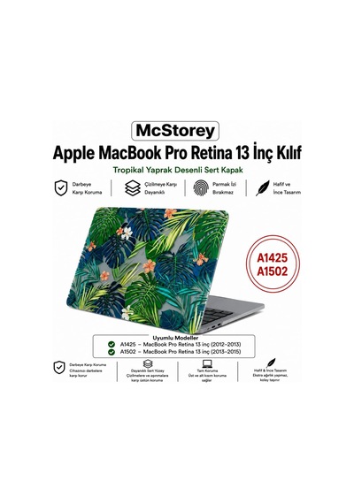 Macbook Pro Retina 13 İnç Kılıf A1425 A1502 Uyumlu Tropikal Yaprak Ve Çiçek Desenli Sert Kapak Hard Case İnce Hafif Laptop Koruyucu R-621 Belirtilmemiş Macbook Pro Retina 13 İnç Kılıf A1425 A1502 Uyumlu Tropikal Yaprak Ve Çiçek Desenli Sert Kapak Hard Case İnce Hafif Laptop Koruyucu R-621 Belirtilmemiş