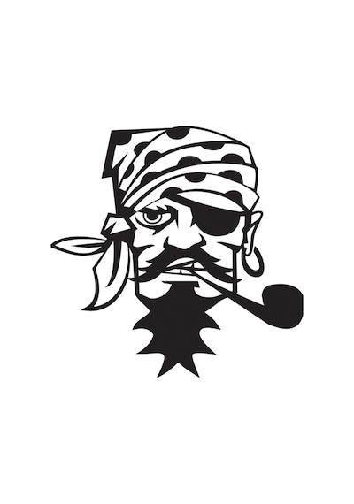 Korsan Adam Folyo Sticker 40cm Uzunluk Siyah