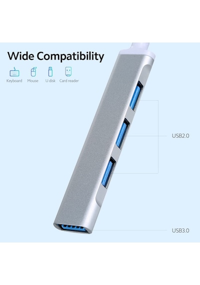 Hepu Type-c 3.1 To USB Hub 4 Port Metal Usb Çoğaltıcı Apple Uyumlu MacBook Uyu