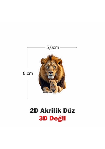 Araba Ayna Süsü, Araba Süsü, Çanta Aksesuarı - Aslan - Pleksi Malzeme, Uv Baskılı - 007 8x6 Cm