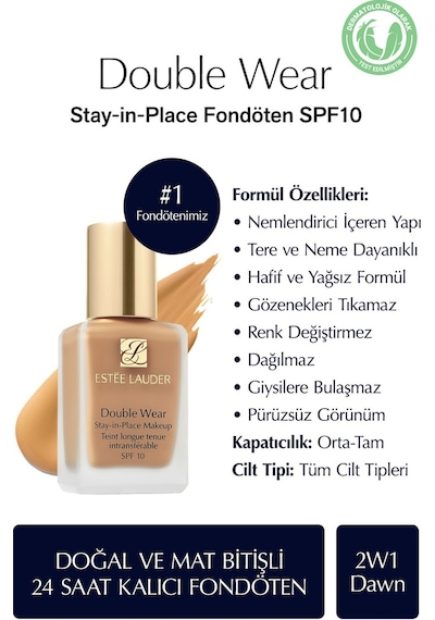 Esee Lauder Double Wear Stay In Place Makeup 2W1 Dawn Fondöten 30 ML