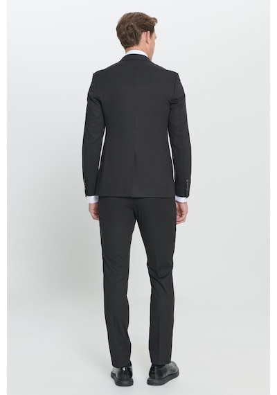 AC&Co / Altınyıldız Classics ERKEK SIYAH Ekstra Slim Fit Dar Kesim Kırlangıç Yaka Takım Elbise Siyah