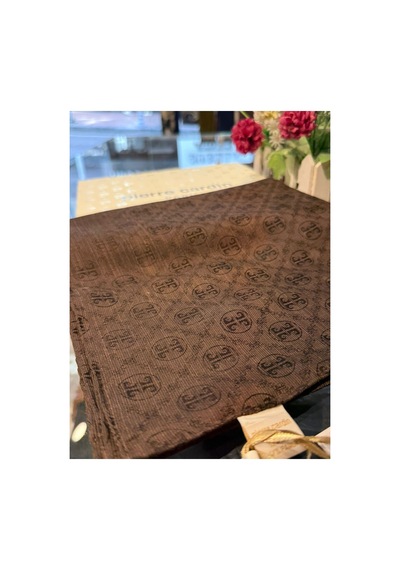 Pierre Cardin Pamuk İpek 100x100 Monogram Eşarp Acı Kahve - 934 Acı Kahve - 934