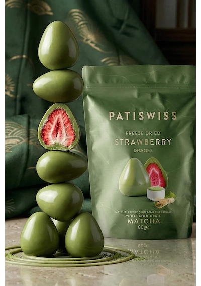 Matcha & Beyaz Çikolata Çilek Draje 80g X 3 Adet