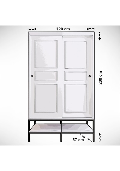 Pasific Home Martin 2 Kapaklı Sürgülü Gardırop Elbise Dolabı Beyaz - Beyaz Mermer 120 CM
